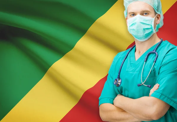 Kirurg med nationella flagga på bakgrunden serien - Kongo-Kinshasa — Stockfoto