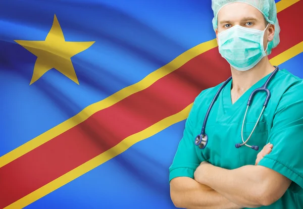 Kirurg med nationella flagga på bakgrunden serien - demokratiska republiken Kongo — Stockfoto