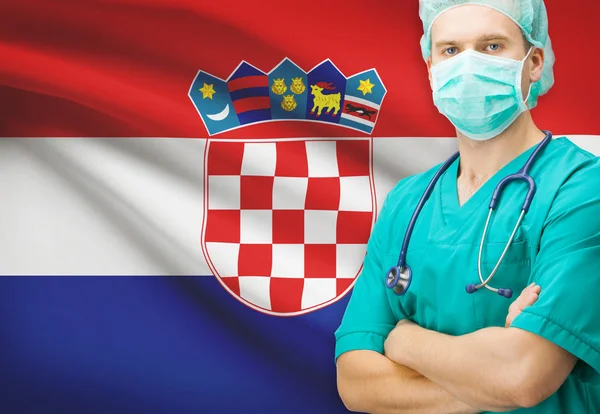 Chirurgo con la bandiera nazionale sulla serie della priorità bassa - Croazia — Foto Stock