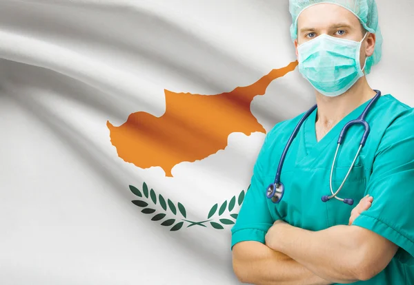 Surgeon with national flag on background series - Cyprus — Stock Photo, Image