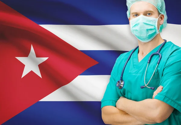 背景シリーズ - キューバの国旗と外科医 — ストック写真