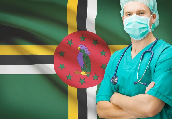 Surgeon with national flag on background series - Dominica — Stock Photo, Image