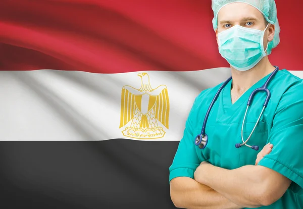 Хірург з національного прапора на тлі серії - Єгипет — стокове фото