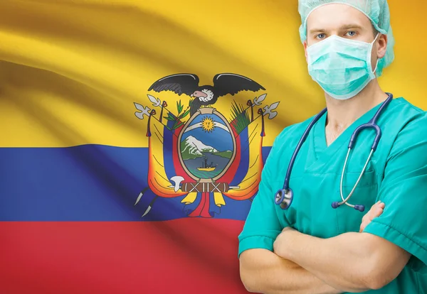 Surgeon with national flag on background series - Ecuador — Stock Photo, Image