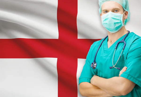 Surgeon with national flag on background series - England — Stock Photo, Image