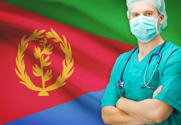 Surgeon with national flag on background series - Eritrea — Stock Photo, Image