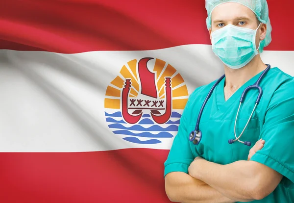 Chirurgien avec un drapeau national sur la série de fond - Polynésie Français — Photo