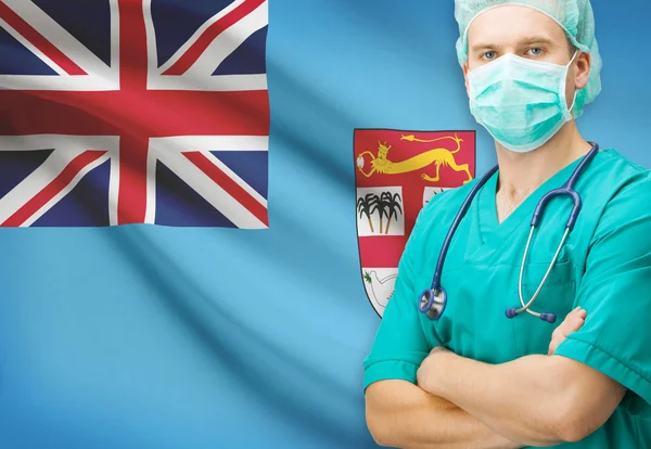 Surgeon with national flag on background series - Fiji — Stock Photo, Image