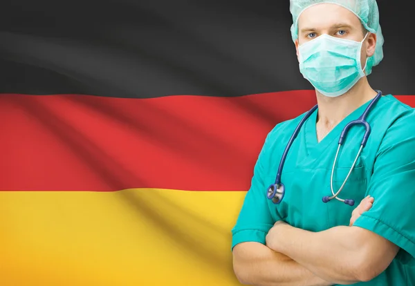 Surgeon with national flag on background series - Germany — Stock Photo, Image