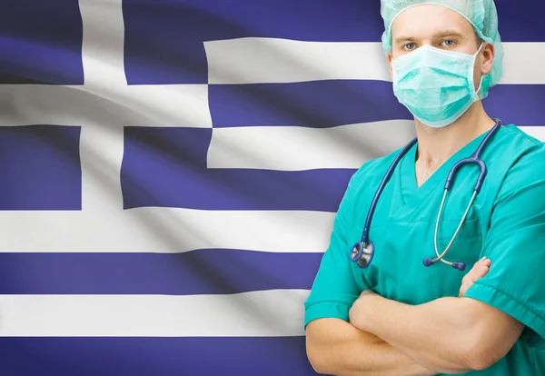 Chirurg z flagi narodowej na tle serii - Grecja — Zdjęcie stockowe