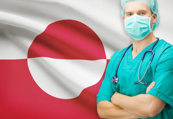 Surgeon with national flag on background series - Greenland — Stock Photo, Image