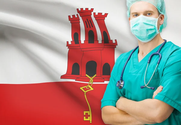 Surgeon with national flag on background series - Gibraltar — Stock Photo, Image