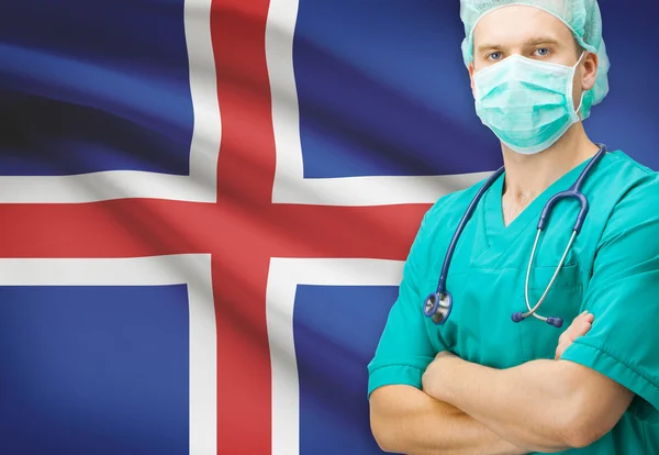 Surgeon with national flag on background series - Iceland — Stock Photo, Image