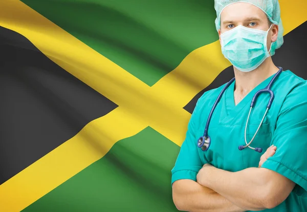 Surgeon with national flag on background series - Jamaica — Stock Photo, Image