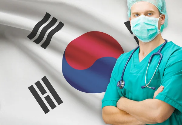 Surgeon with national flag on background series - South Korea — Stock Photo, Image