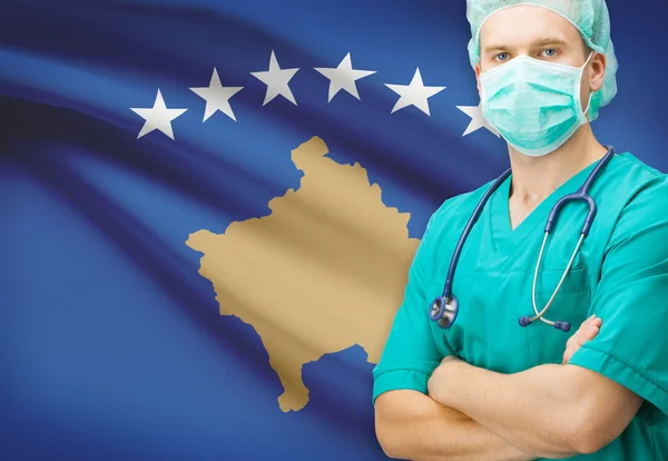 Surgeon with national flag on background series - Kosovo — Stock Photo, Image