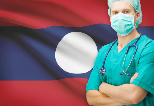 Surgeon with national flag on background series - Laos — Stock Photo, Image