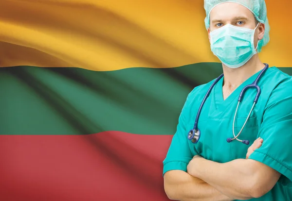 Surgeon with national flag on background series - Lithuania — Stock Photo, Image