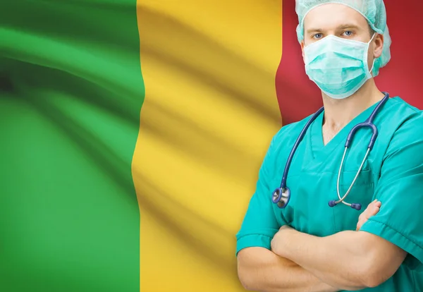 Cirurgião, com a bandeira nacional na série de fundo - Mali — Fotografia de Stock