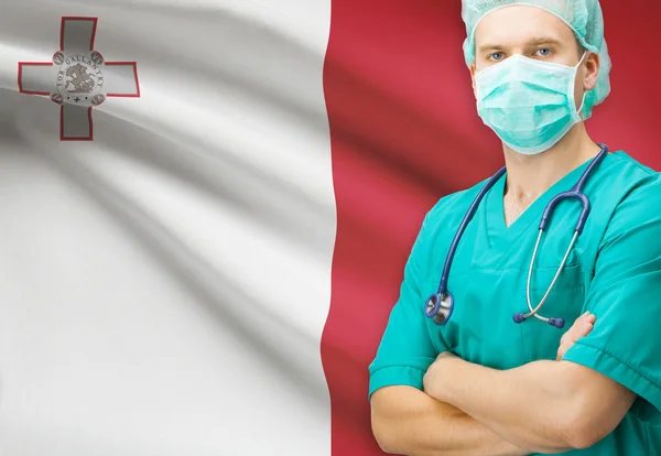 Kirurg med nationella flagga på bakgrunden serien - Malta — Stockfoto