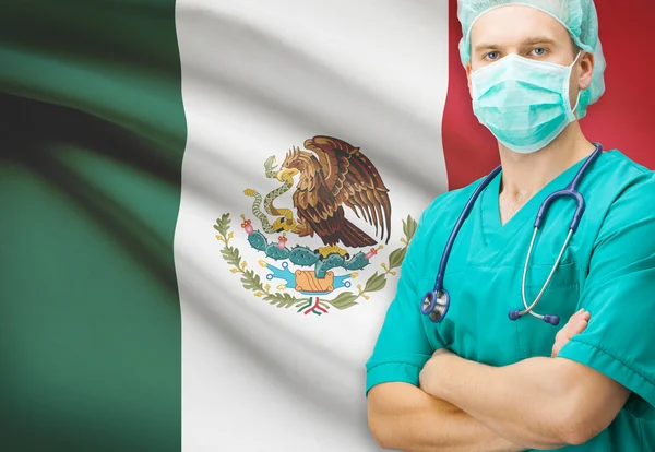 Surgeon with national flag on background series - Mexico — Stock Photo, Image