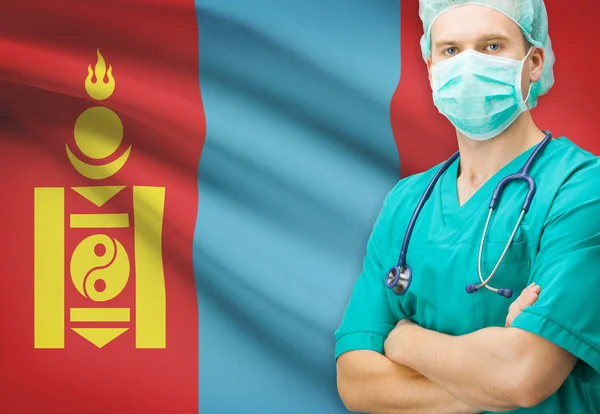 Chirurg z flagi narodowej na tle serii - Mongolia — Zdjęcie stockowe