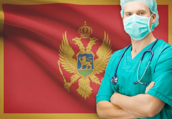 Surgeon with national flag on background series - Montenegro — Stock Photo, Image