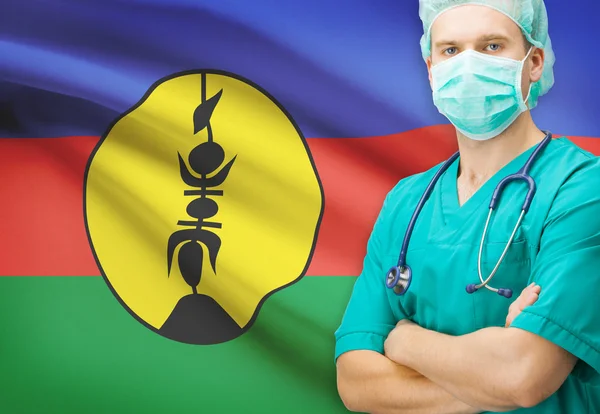 Surgeon with national flag on background series - New Caledonia — Stock Photo, Image