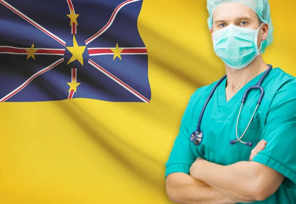 Surgeon with national flag on background series - Niue — Stock Photo, Image