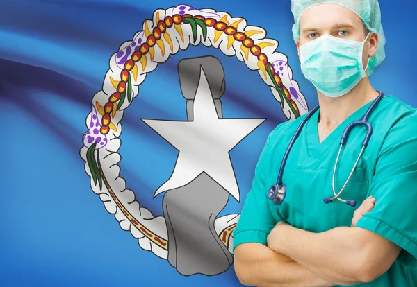 Kirurg med nationella flagga på bakgrunden serien - Nordmarianerna — Stockfoto
