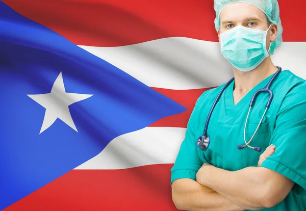 Surgeon with national flag on background series - Puerto Rico — Stock Photo, Image