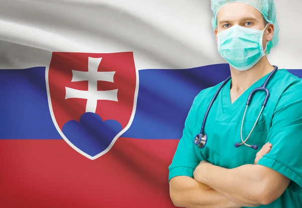 Surgeon with national flag on background series - Slovakia — Stock Photo, Image
