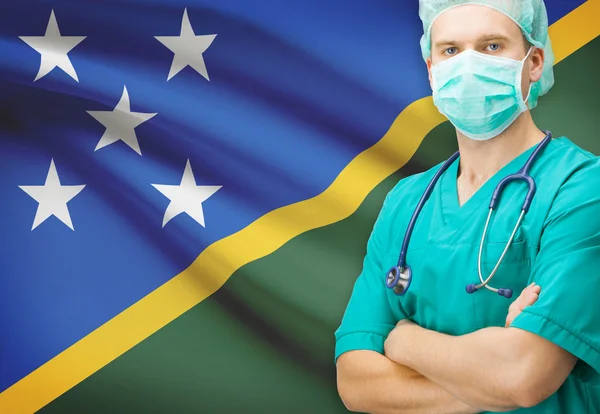 背景シリーズ - ソロモン諸島の国旗と外科医 — ストック写真