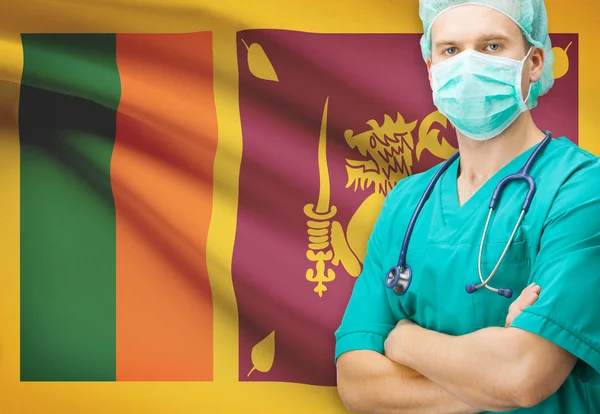 Surgeon with national flag on background series - Sri Lanka — Stock Photo, Image