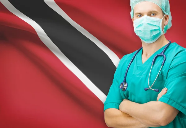 Surgeon with national flag on background series - Trinidad and Tobago — Stock Photo, Image