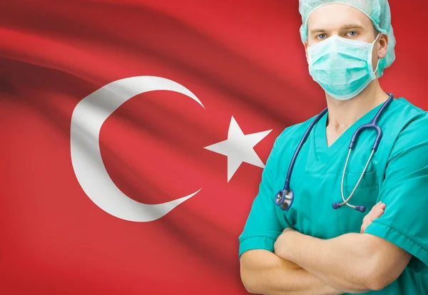 Surgeon with national flag on background series - Turkey — Stock Photo, Image