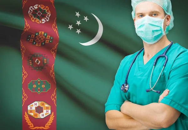 Chirurgien avec un drapeau national sur la série de fond - Turkménistan — Photo