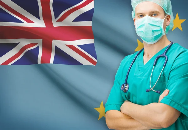 Chirurgo con la bandiera nazionale sulla serie della priorità bassa - Tuvalu — Foto Stock
