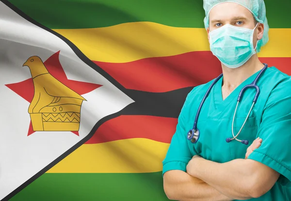 Surgeon with national flag on background series - Zimbabwe — Stock Photo, Image