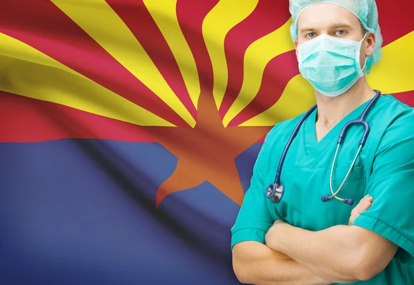 Surgeon with US state flag on background series - Arizona — Stock Photo, Image