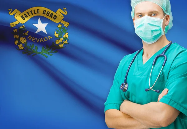 Surgeon with US state flag on background series - Nevada — Stock Photo, Image