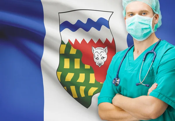 Surgeon with Canadian privinces flag on background series - Northwest Territories — Stock Photo, Image