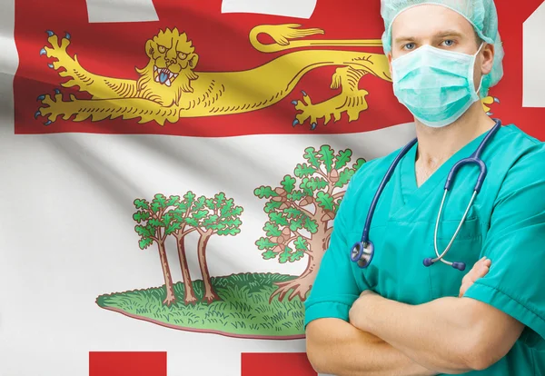 Surgeon with Canadian privinces flag on background series - Prince Edward Island — Stock Photo, Image