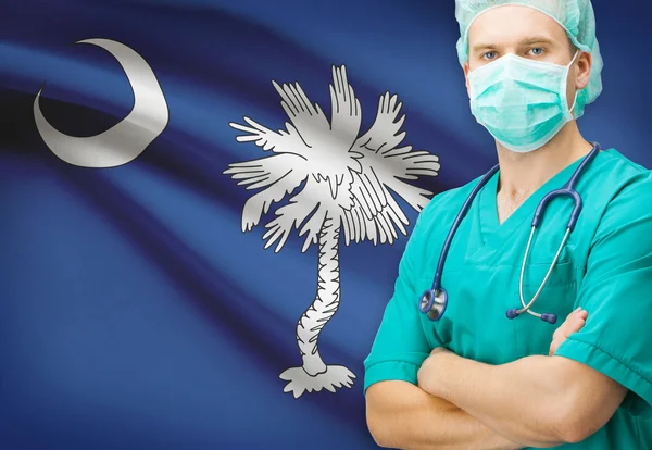 Surgeon with US state flag on background series - South Carolina — Stock Photo, Image