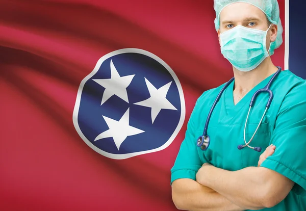 Surgeon with US state flag on background series - Tennessee — Stock Photo, Image