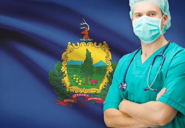 Chirurg met ons staat vlag op achtergrond serie - Vermont — Stockfoto