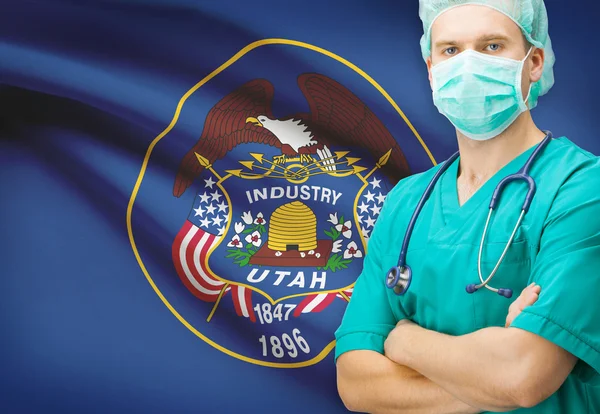 Surgeon with US state flag on background series - Utah — Stock Photo, Image