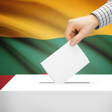 Arka plan - Litvanya Ulusal bayrağını ile oy sandığı