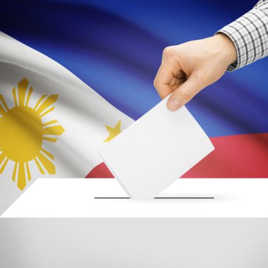 Ballot box with national flag on background - Philippines clipart