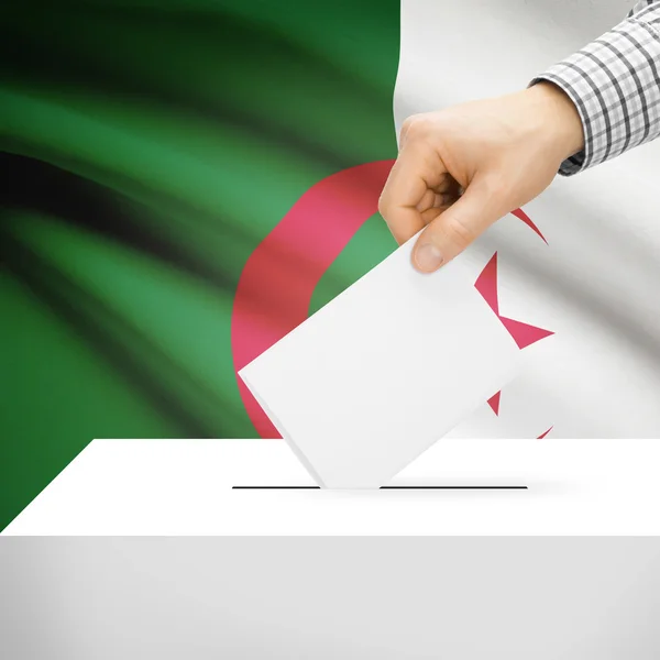 Ballot box with national flag on background - Algeria — Stock Photo, Image